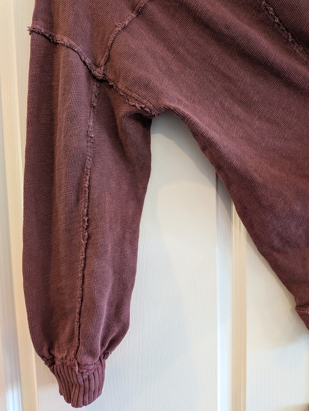 Anthropologie Pilcro Oversized Sweatshirt Red Burgundy Bohemian Distressed Sz S - Picture 16 of 16